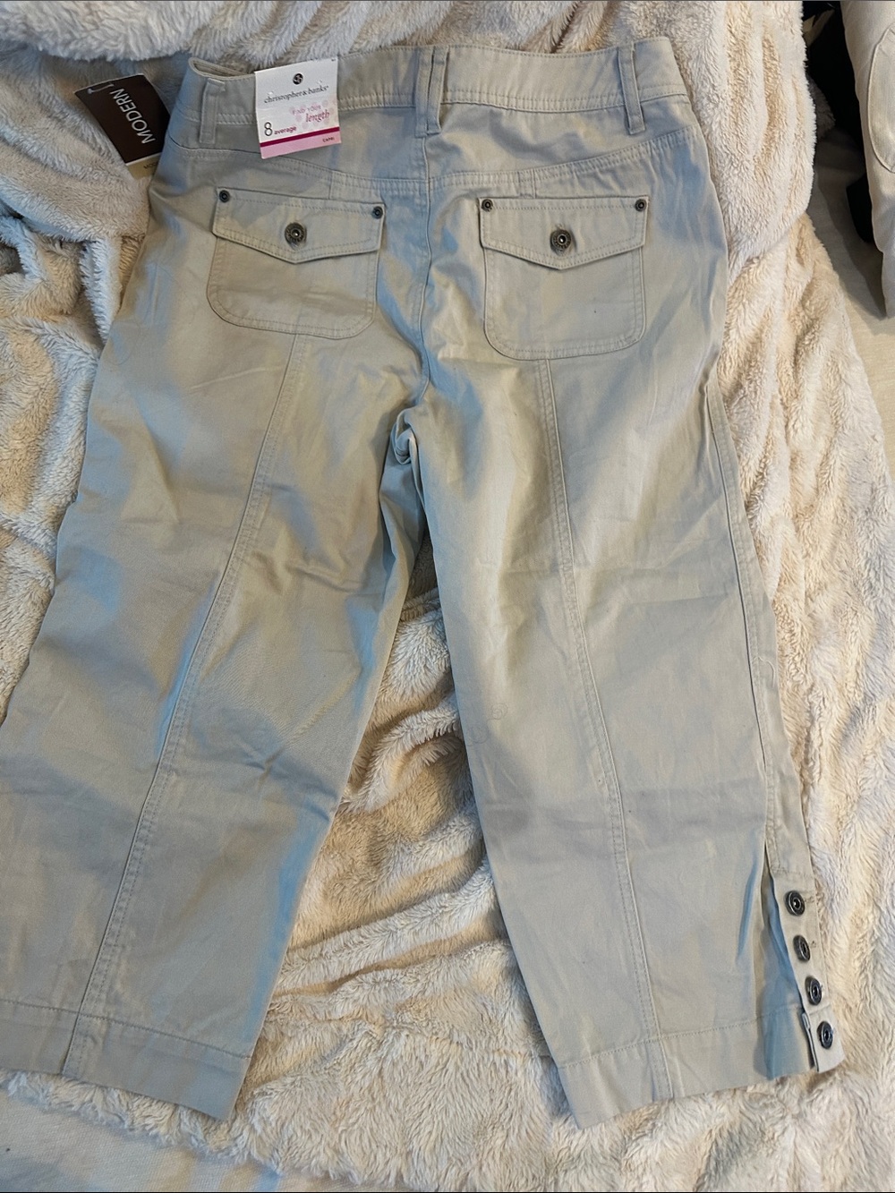 Christopher & Banks Light Taupe Capri Pants with Flap Pocket - Picture 4 of 5